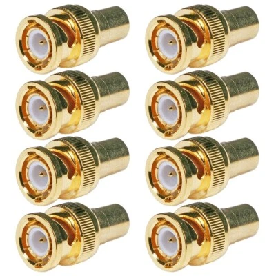 8 Pcs BNC Male to RCA Female Coax Coaxial Adapter Connector Converter CCTV Gold - Image 1 of 3
