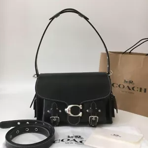 COACH Cargo Soft Tabby Shoulder Bag Motorcycle Style Black CT721 Outlet - Picture 1 of 4
