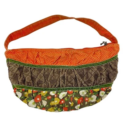 ROXY Vintage Shoulder Bag Orange Garden Flowers Retro Quilt Fabric Baby Bag - Image 1 of 4