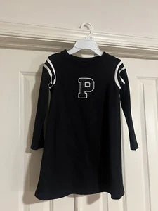 Polo Ralph Lauren Girls Varsity Letter Sweatshirt Dress Black Size 6 - Picture 1 of 3