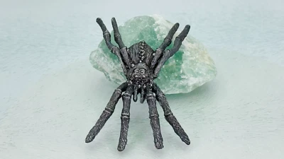 Spider Figurine * 95% Pure Pewter * Plus One Free Random Color Gemstone Display - Image 1 of 4