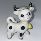 Vintage Young Baby Cow Porcelain Figurine Signed Japan Yellow Bell Little Horns