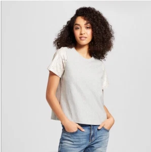 Women’s Sequin Cropped T-shirt Top  Party/Silver/Sequined T-shirt Top Size Small - Picture 1 of 4