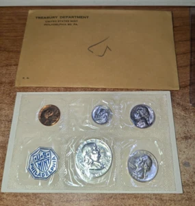 1957 US Mint Proof Set 5 Coins 90% Silver Flat Pack NICE w/ Treasury Env. - Picture 1 of 6