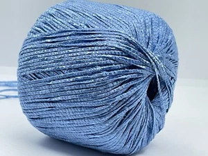 Light Blue Fettuccia Skinny Ribbon Yarn 82228 Ice Yarns 50gr, 114yds x 2mm wide - Picture 1 of 6