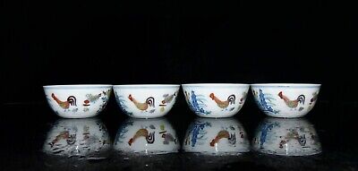 4P China Old Porcelain Hand Painting Chenghua Mark Doucai Chicken Bowl Cups • 5.44$