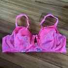 Savage X Fenty Neon Pink Lace Living In The Clouds Unlined Bra Size 38Ddd