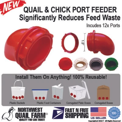 QUAIL & BABY CHICK PORT FEEDER - 12 FEEDER PORTS NO WASTE FEED SAVER - Image 1 of 2