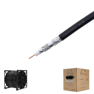 RG6 1000FT Cable Bulk Coaxial Wire Quad Shield 18AWG Black Coax Satellite TV - Picture 1 of 5