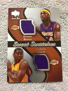 2007-08 NBA Sweet Shot KWANE BROWN & ANDREW BYNUM Sweet Swatches Dual LA Lakers - Picture 1 of 3