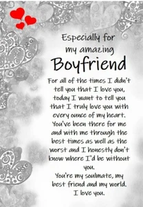 Boyfriend Fiance Husband Partner I Love You - A5 Card for Him Male Love - Picture 1 of 8