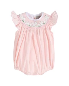 Lil Cactus Running Bunnies Smocked Flutter Romper - Picture 1 of 6