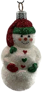 Patricia Breen Muñeco de Nieve Amoroso Corazones Rojos Verdes Brillo Árbol de Navidad Adorno - Imagen 1 de 11