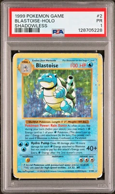 PSA 1 PR 1999 SHADOWLESS Base Set Blastoise 2/102 Holo Foil Pokemon WOTC - Image 1 of 2