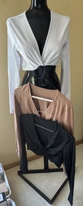 Locoowai Paquete de 3 Camisetas Cortas Manga Larga Ajustadas Yoga Entrenamiento Negro Blanco Desnudo L - Imagen 1 de 5