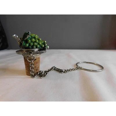 Botella de vino/decantador corcho vintage metal uva racimo plata  Foto 1 de 4