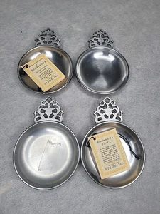 4 QUATTRO ciotole porringer vintage in peltro manico in pizzo Stede Inc - Foto 1 di 15