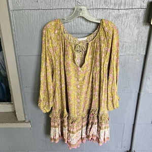 Spell & The Gypsy Collective Dahlia Tunic Mini Dress Women’s S Free People Green - Picture 1 of 12