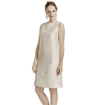 Galina NWT Mikado Ivory Lace Sequin Knee Length Bridal Rehearsal Dress - Image 1 of 4