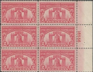 Plate Block of 6 stamps - Scott 627 - 2 cent - Liberty Bell - 1926 - MLH - Picture 1 of 1