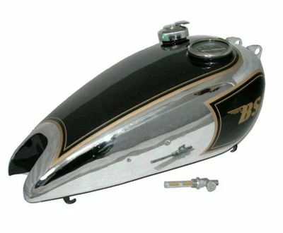 BSA C11 C12 C10 250cc 汽油箱镀铬和黑色 + 帽+Speedo+Tap ECs — 第 1/4 张图片