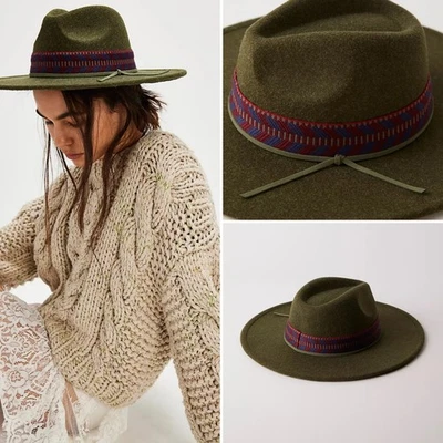 NUEVO AGOTADO Free People Kimi Rancher Sombrero Verde Musgo Nuevo con Etiquetas O/S Foto 1 de 4