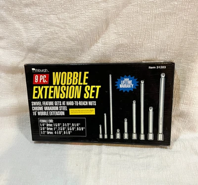 Wobble Extension set  1/4" 3/8" 1/2" Socket  Ratchet Drive  9 pc. Pittsburgh - Image 1 of 4