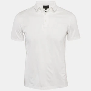 Emporio Armani Essential White Cotton Jersey Polo T-Shirt S - Picture 1 of 6
