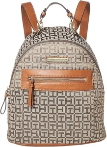 Tommy Hilfiger X4102 Brown Jacquard Logo Claudia Dome Backpack - Picture 1 of 4
