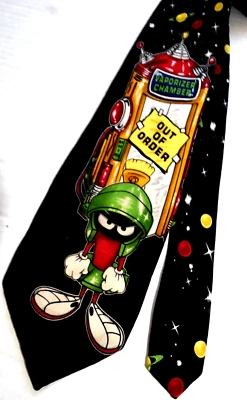 Corbata de Colección Marvin el Marciano Años 90 Looney Toons Negro Seda 61" x 3.5" 1996 Foto 1 de 4