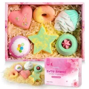 Bath Bombs Gift Set, Handmade Essential Oil SPA Kit, Six Fizzy Bubble Bath Bombs - Picture 1 of 2