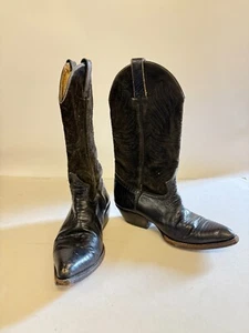 Stivali da cowboy Botas Rudel vintage anni 90 in pelle nera e camoscio 250 mm (UK6/US 7,5) - Foto 1 di 10