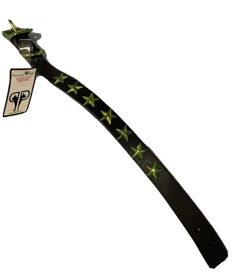 Collar de cuero para perro Platinum Pets, estrellas lima, 15" x 3/4" Foto 1 de 3