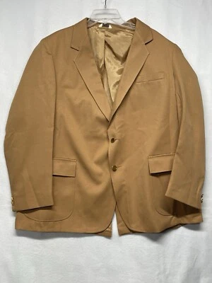 Haband Blazer Men’s 50 Camel Brown 2 Button Sport Coat Vintage Classic Polyester - Image 1 of 4