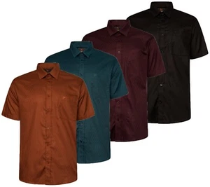Mens Forge Cotton Plain Short Sleeve Button Shirt Work Casual Big Size 2-8XL - Picture 1 of 7