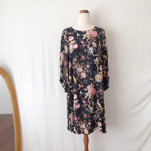 GP&J Baker x H&M Dress Size M-L Floral Black Colourful Shift Dress Half Sleeves - Photo 1 sur 12