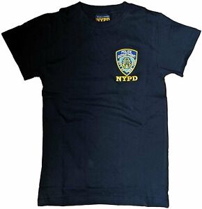 Herren NYPD bestickt Brust Logo T-Shirt (marineblau)