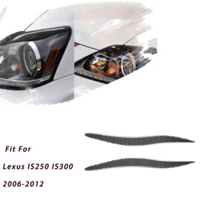 Carbon Fiber Headlight Eyelid Cover Eyebrow Trim For Lexus IS250 300 06-12 New - Picture 1 of 11