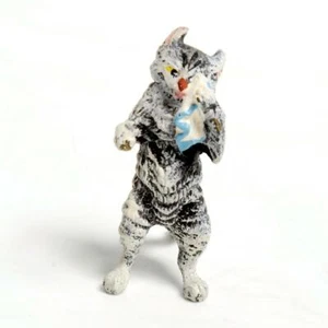 Austrian Bronze Cold Painted Crying Cat with Handkerchief Vintage Poss Bergman? - Picture 1 of 5