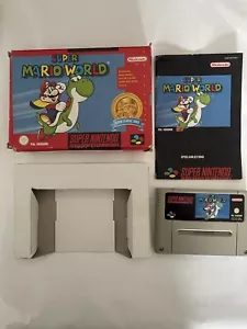 SNES Super Nintendo Super Mario World mit OVP und Anleitung NOE, Original - Bild 1 von 13