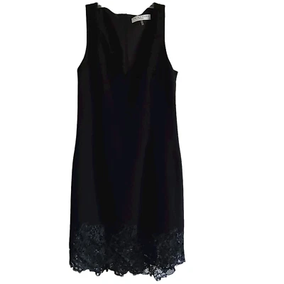 Vestido midi TRINA TURK negro sin mangas cuello en V dobladillo de ganchillo TD140005 para mujer 8 Foto 1 de 4