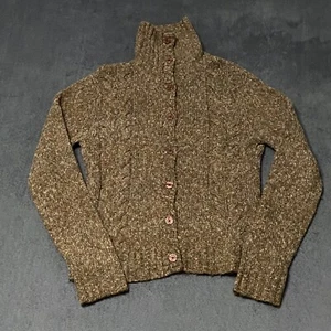 LL Bean Wool Blend Button Up Turtle Neck Cardigan Sweater Confetti Women’s Small - Picture 1 of 5
