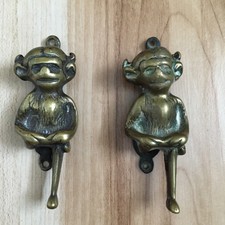 Pair of VINTAGE LINCOLN IMP CAST BRONZE BRASS DEVIL PIXIE GARGOYLE DOOR KNOCKER
