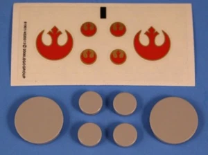 LEGO® STAR WARS Official REBEL SYMBOL sticker sheet from set 7668 + 6 Lego tiles - Picture 1 of 2