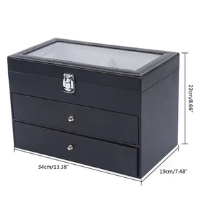 Caja de exhibición de reloj de 3 capas Estuche organizador de anillos para joyas Gafas de sol Soporte de almacenamiento - Imagen 1 de 12