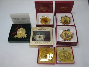 Lot 7 Vintage Christmas Gold Plated &Gold Tone Metal Assorted Ornaments Hummel.. - Picture 1 of 11