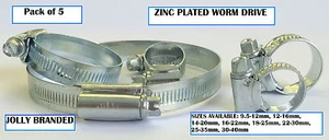 Paquete de 5 clips/abrazaderas de manguera de accionamiento de gusano alegre chapados en zinc tamaños 9,5-12 mm - 30-40 mm - Imagen 1 de 19