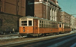Vintage Postkarte Boston 5706 & 5800 Top 5 Serien Trolleys Laconia Products - Bild 1 von 2