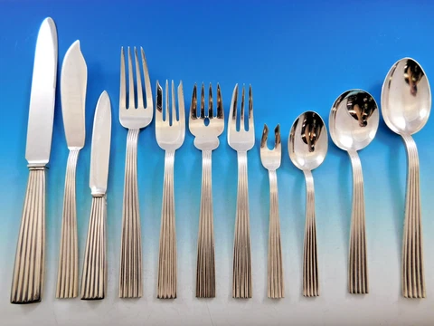 Tiber by Buccellati Sterling Silver Flatware Set for 12 Service 123 pcs Dinner Cover