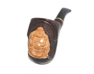 DIFFICULT HAND CARVED Wooden Tobacco Smoking Pipe Pipes for 9 mm * Buddha * - Picture 1 of 6